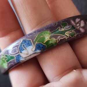 VTG Floral Purple Cloisonné Bangle